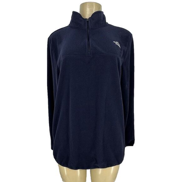 the north face Large women Pullover 1/4 ZIP Neck fleece jacket Navy Blue X11 - Picture 1 of 7